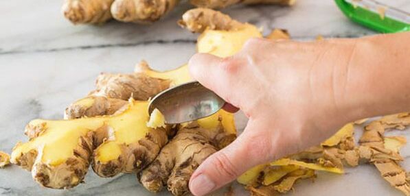 Cleaning of ginger root